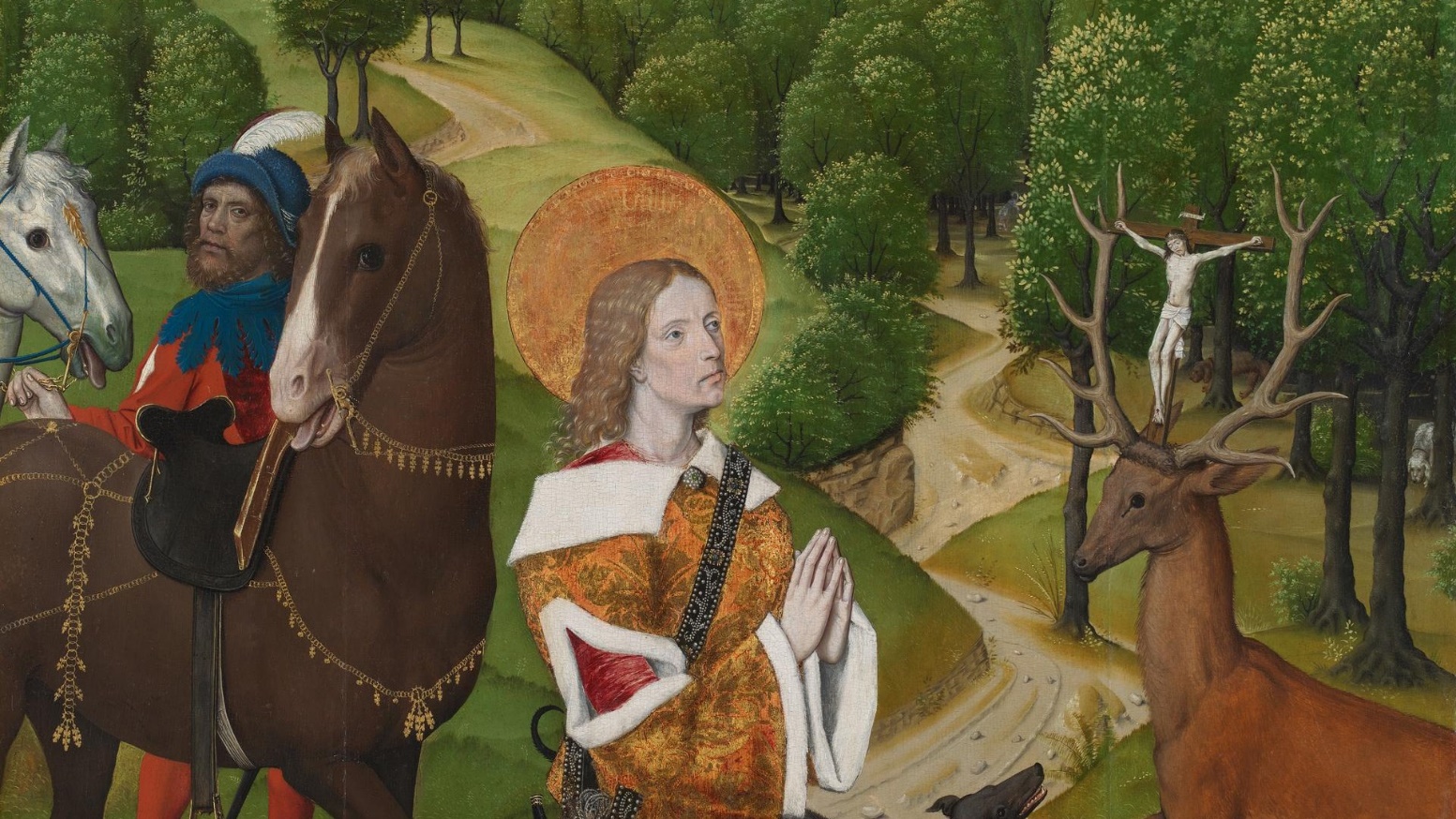 Workshop of the Master of the Life of the Virgin | The Conversion of Saint  Hubert: Left Hand Shutter | NG252 | National Gallery, London
